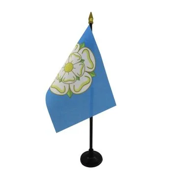 DRAPEAU DE TABLE COMTÉ DE YORKSHIRE 15x10cm - PETIT DRAPEAUX DE BUREAU COUNTY OF YORK - ANGLETERRE 10 x 15 cm pointe dorée