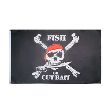 Bandera Pirata pañuelo Pesca o corta el cebo 90 x 60 cm poliéster 100D ojales metálicos