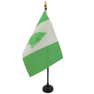 DRAPEAU DE TABLE ÎLE NORFOLK 15x10cm - PETIT DRAPEAUX DE BUREAU AUSTRALIEN - AUSTRALIE 10 x 15 cm pointe dorée