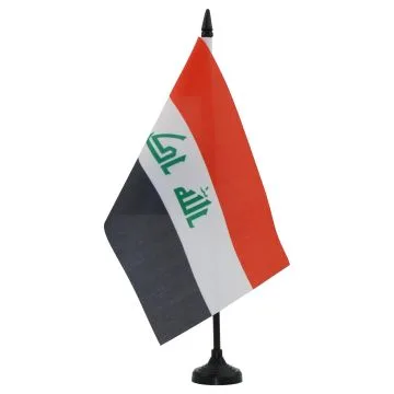 DRAPEAU DE TABLE IRAK 21x14cm - PETIT DRAPEAUX DE BUREAU IRAKIEN 14 x 21 cm