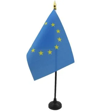 DRAPEAU DE TABLE EUROPE 15x10cm - PETIT DRAPEAUX DE BUREAU EUROPÉEN - UNION EUROPÉENNE - UE 10 x 15 cm pointe dorée