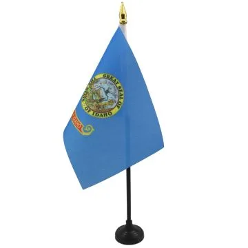 DRAPEAU DE TABLE IDAHO 15x10cm - PETIT DRAPEAUX DE BUREAU ETAT AMÉRICAIN - USA - ETATS-UNIS 10 x 15 cm pointe dorée