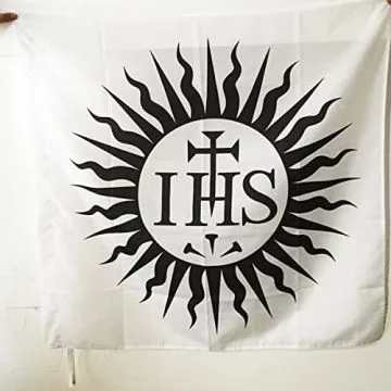 DRAPEAU JÍ?SUITES COMPAGNIE DE JÍ?SUS 90x90cm - DRAPEAU JÍ?SUITE 90 x 90 cm Fourreau pour hampe