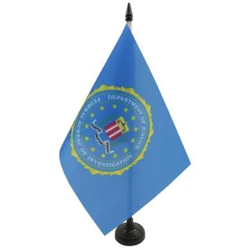 DRAPEAU DE TABLE FBI DES ETATS-UNIS 21x14cm - PETIT DRAPEAUX DE BUREAU FEDERAL BUREAU OF INVESTIGATION DES USA 14 x 21 cm