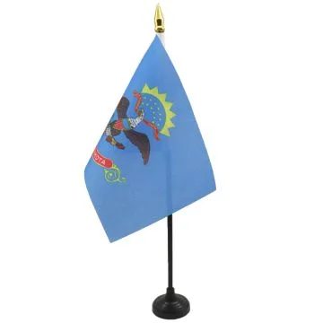 DRAPEAU DE TABLE DAKOTA DU NORD 15x10cm - PETIT DRAPEAUX DE BUREAU ETAT AMÉRICAIN - USA - ETATS-UNIS 10 x 15 cm pointe dorée