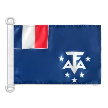 Pavillon nautique Terres australes et antarctiques française 45x30 cm Anneaux Plastiques