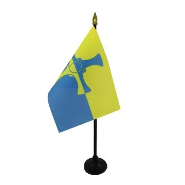 DRAPEAU DE TABLE COMTÉ DE DURHAM 15x10cm - PETIT DRAPEAUX DE BUREAU COUNTY OF DURHAM - ANGLETERRE 10 x 15 cm pointe dorée