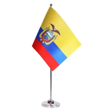 DRAPEAU DE TABLE prestige EQUATEUR 22x15cm en SATIN - GRAND DRAPEAUX DE BUREAU ÉQUATORIEN 15 x 22 cm