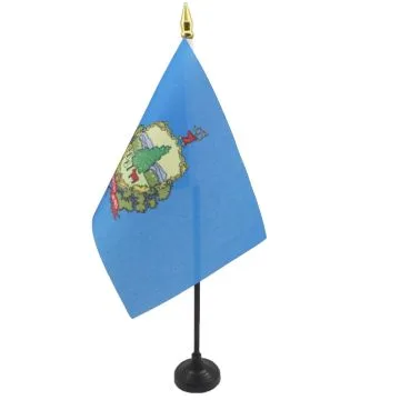 DRAPEAU DE TABLE VERMONT 15x10cm - PETIT DRAPEAUX DE BUREAU ETAT AMÉRICAIN - USA - ETATS-UNIS 10 x 15 cm pointe dorée