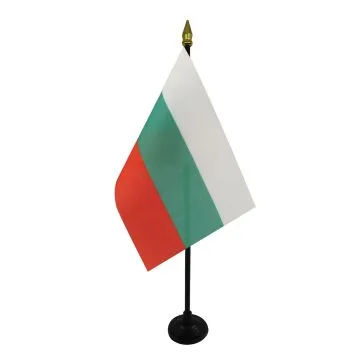 DRAPEAU DE TABLE BULGARIE 15x10cm - PETIT DRAPEAUX DE BUREAU BULGARE 10 x 15 cm pointe dorée