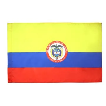 DRAPEAU COLOMBIE AVEC ARMES 90x60cm - DRAPEAU COLOMBIEN 60 x 90 cm Fourreau pour hampe