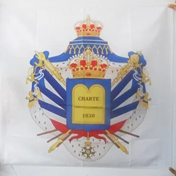 DRAPEAU ARMES MONARCHIE DE JUILLET 1830-1848 90x90cm - DRAPEAU ROYAUME DE FRANCE 90 x 90 cm Fourreau pour hampe