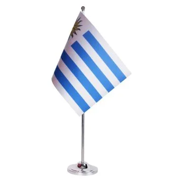 DRAPEAU DE TABLE prestige URUGUAY 22x15cm en SATIN - GRAND DRAPEAUX DE BUREAU URUGUAYEN 15 x 22 cm