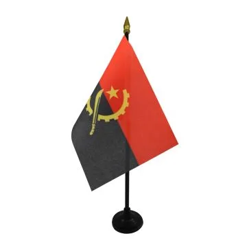 DRAPEAU DE TABLE ANGOLA 15x10cm - PETIT DRAPEAUX DE BUREAU ANGOLAIS 10 x 15 cm pointe dorée