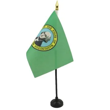 DRAPEAU DE TABLE WASHINGTON 15x10cm - PETIT DRAPEAUX DE BUREAU ETAT AMÉRICAIN - USA - ETATS-UNIS 10 x 15 cm pointe dorée