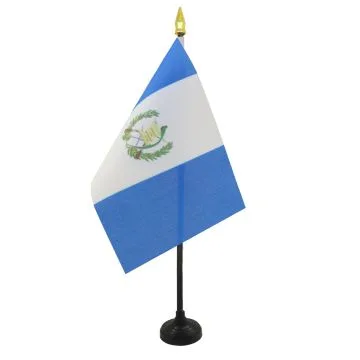 DRAPEAU DE TABLE GUATEMALA 15x10cm - PETIT DRAPEAUX DE BUREAU GUATÍ?MALTÍ?QUE 10 x 15 cm pointe dorée