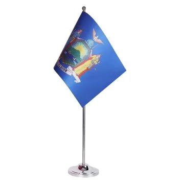 DRAPEAU DE TABLE prestige NEW YORK 22x15cm en SATIN - GRAND DRAPEAUX DE BUREAU NEW YORKAIS - ETAT AMÉRICAIN - USA - ETATS-UNIS 15 x 22 cm