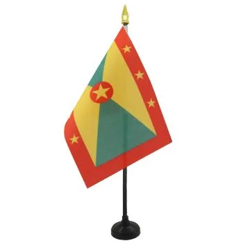 DRAPEAU DE TABLE GRENADE 15x10cm - PETIT DRAPEAUX DE BUREAU GRENADIN 10 x 15 cm pointe dorée
