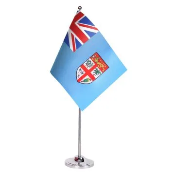 DRAPEAU DE TABLE prestige FIDJI 22x15cm en SATIN - GRAND DRAPEAUX DE BUREAU FIDJIEN 15 x 22 cm