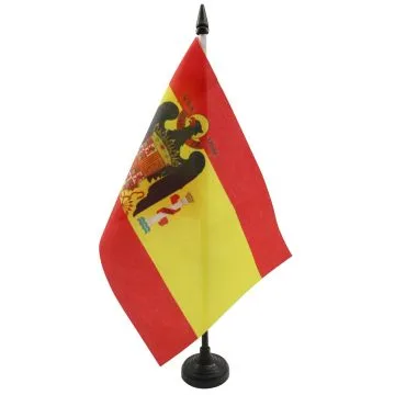DRAPEAU DE TABLE ESPAGNE FRANQUISTE 1945-1977 21x14cm - PETIT DRAPEAUX DE BUREAU ESPAGNOL DE FRANCO 14 x 21 cm