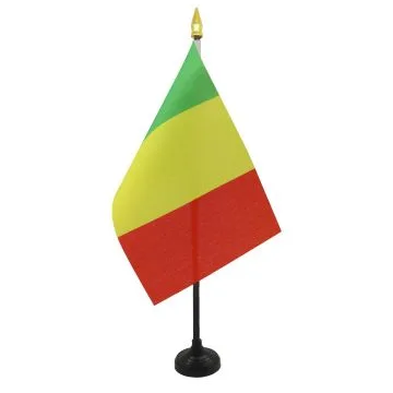 DRAPEAU DE TABLE MALI 15x10cm - PETIT DRAPEAUX DE BUREAU MALIEN 10 x 15 cm pointe dorée