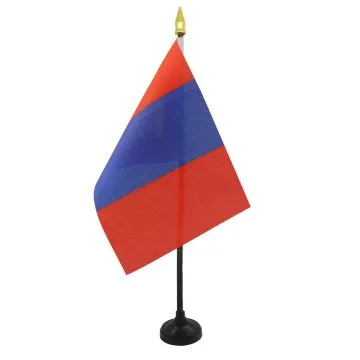 DRAPEAU DE TABLE MONGOLIE 15x10cm - PETIT DRAPEAUX DE BUREAU MONGOL 10 x 15 cm pointe dorée