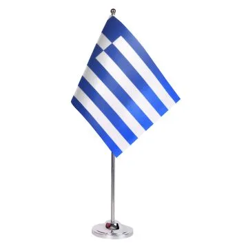 DRAPEAU DE TABLE prestige GRÈCE 22x15cm en SATIN - GRAND DRAPEAUX DE BUREAU GREC 15 x 22 cm