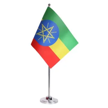 DRAPEAU DE TABLE prestige ETHIOPIE 22x15cm en SATIN - GRAND DRAPEAUX DE BUREAU ETHIOPIEN 15 x 22 cm