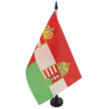 DRAPEAU DE TABLE AUTRICHE-HONGRIE 1867-1918 21x14cm - PETIT DRAPEAUX DE BUREAU EMPIRE AUSTRO-HONGROIS 14 x 21 cm