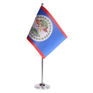 DRAPEAU DE TABLE prestige BELIZE 22x15cm en SATIN - GRAND DRAPEAUX DE BUREAU BÉLIZIEN 15 x 22 cm
