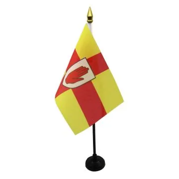 DRAPEAU DE TABLE ULSTER 15x10cm - PETIT DRAPEAUX DE BUREAU IRLANDAIS - IRLANDE 10 x 15 cm pointe dorée
