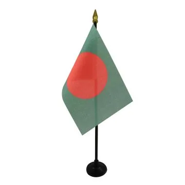 DRAPEAU DE TABLE BANGLADESH 15x10cm - PETIT DRAPEAUX DE BUREAU BANGLADAIS 10 x 15 cm pointe dorée