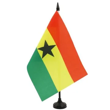 DRAPEAU DE TABLE GHANA 21x14cm - PETIT DRAPEAUX DE BUREAU GHANÉEN  14 x 21 cm