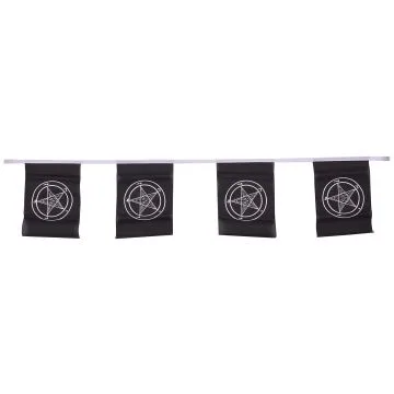Guirlande 6 mètres 20 Drapeaux Baphomet Ordre du Temple 21x15 cm - Drapeau de l\'Eglise de Satan 15 x 21 cm