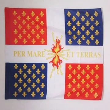DRAPEAU COMPAGNIES FRANCHES DE LA MARINE 90x90cm - DRAPEAU ROYAUME DE FRANCE 90 x 90 cm Fourreau pour hampe