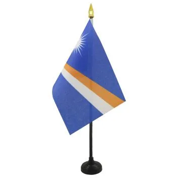 DRAPEAU DE TABLE ILES MARSHALL 15x10cm - PETIT DRAPEAUX DE BUREAU MARSHALLAIS  10 x 15 cm pointe dorée