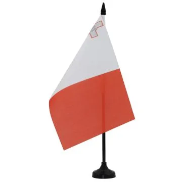 DRAPEAU DE TABLE MALTE 21x14cm - PETIT DRAPEAUX DE BUREAU MALTAIS 14 x 21 cm