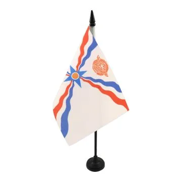 DRAPEAU DE TABLE ASSYRIE NOUVEAU 21x14cm - PETIT DRAPEAUX DE BUREAU ASSYRIEN 14 x 21 cm
