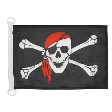 PAVILLON NAUTIQUE PIRATE FOULARD ROUGE 45x30cm - DRAPEAU DE BATEAU CORSAIRE AVEC BANDANA 30 x 45 cm