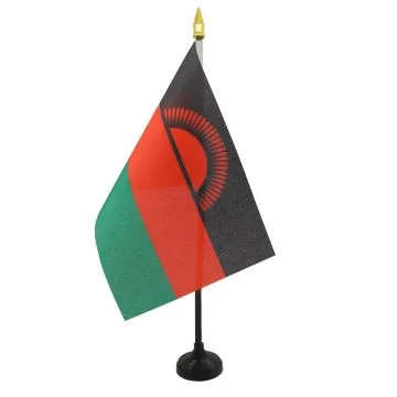 DRAPEAU DE TABLE MALAWI 15x10cm - PETIT DRAPEAUX DE BUREAU MALAWITE 10 x 15 cm pointe dorée