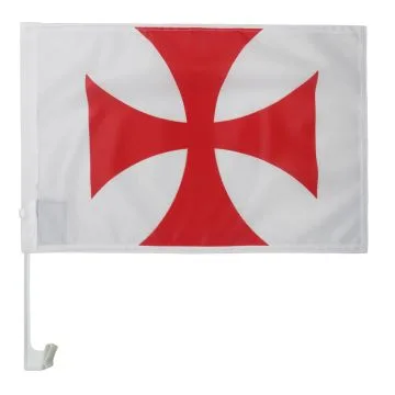 Drapeau de voiture Templiers Ordre du Temple 45x30cm - Carflag croix pattee rouge 30 x 45 cm