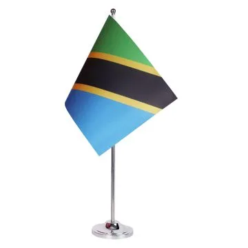 DRAPEAU DE TABLE prestige TANZANIE 22x15cm en SATIN - GRAND DRAPEAUX DE BUREAU TANZANIEN 15 x 22 cm