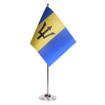 DRAPEAU DE TABLE prestige BARBADE 22x15cm en SATIN - GRAND DRAPEAUX DE BUREAU BARBADIEN 15 x 22 cm