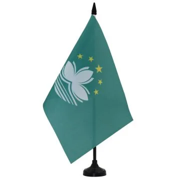 DRAPEAU DE TABLE MACAO 21x14cm - PETIT DRAPEAUX DE BUREAU CHINOIS 14 x 21 cm