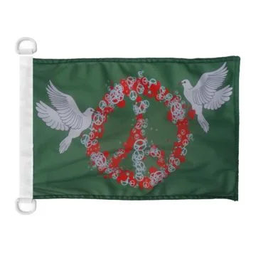 Pavillon nautique Peace and Love Colombe 45x30 cm Anneaux Plastiques
