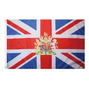 DRAPEAU ROYAUME-UNI AVEC ARMES 150x90cm - DRAPEAU ANGLAIS - UK - GRANDE BRETAGNE 90 x 150 cm - DRAPEAUX