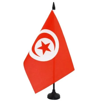 DRAPEAU DE TABLE TUNISIE 21x14cm - PETIT DRAPEAUX DE BUREAU TUNISIEN 14 x 21 cm