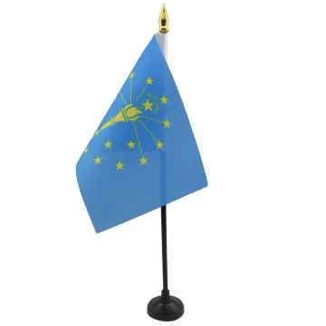 DRAPEAU DE TABLE INDIANA 15x10cm - PETIT DRAPEAUX DE BUREAU ETAT AMÉRICAIN - USA - ETATS-UNIS 10 x 15 cm pointe dorée