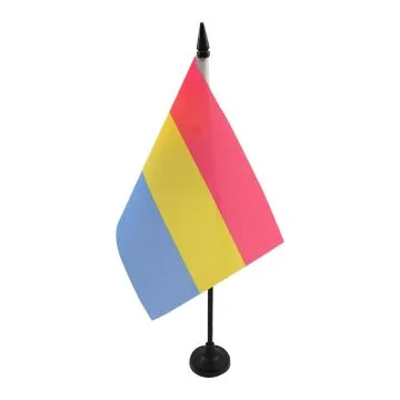 DRAPEAU DE TABLE PANSEXUALITÍ? 21x14cm - PETIT DRAPEAUX DE BUREAU OMNISEXUALITÍ? - PANSEXUEL 14 x 21 cm