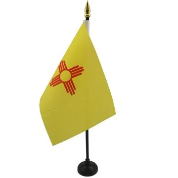 DRAPEAU DE TABLE NOUVEAU-MEXIQUE 15x10cm - PETIT DRAPEAUX DE BUREAU ETAT AMÉRICAIN - USA - ETATS-UNIS 10 x 15 cm pointe dorée